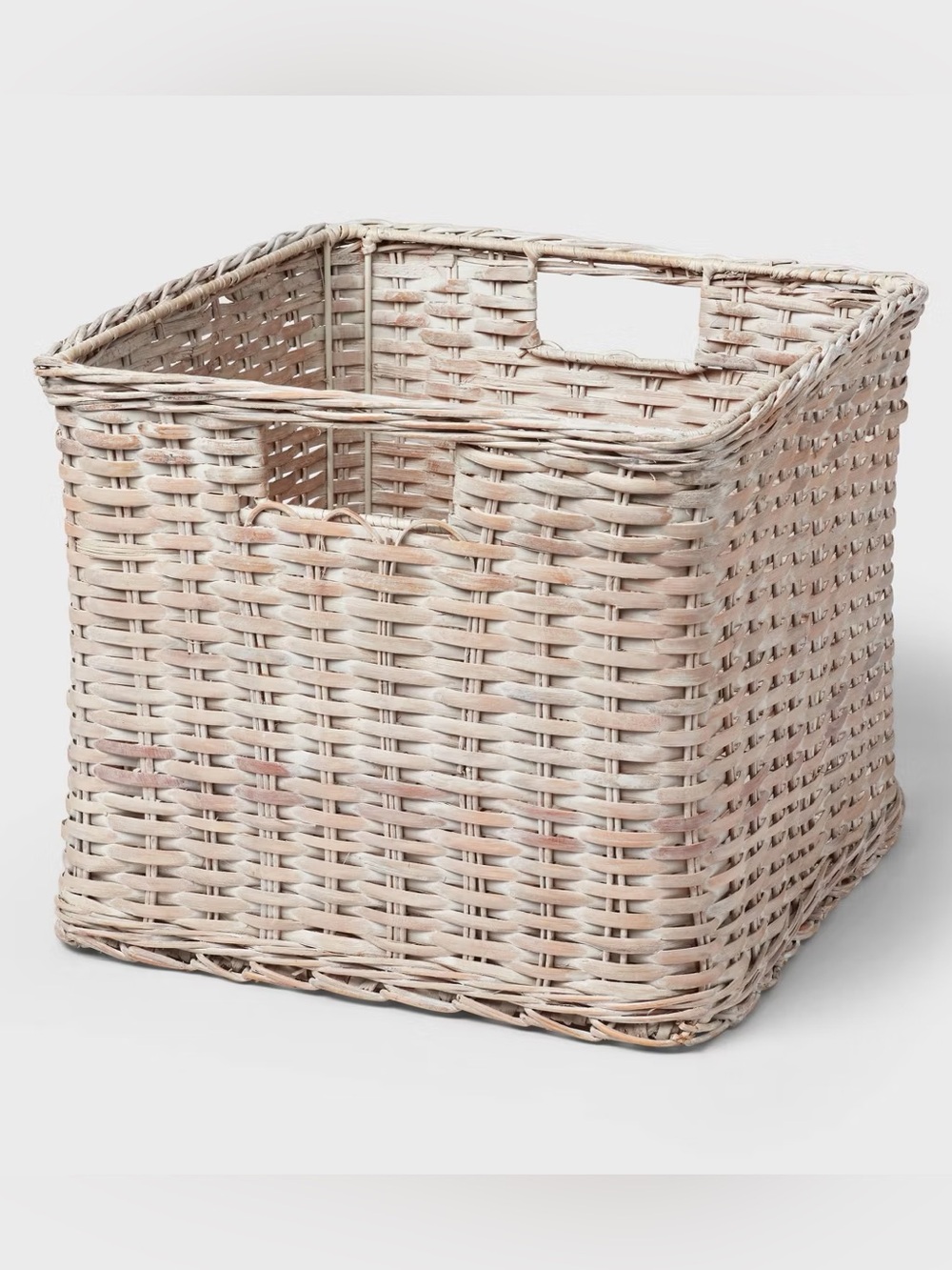 Large Woven Rattan Crate White Washed - Brightroom